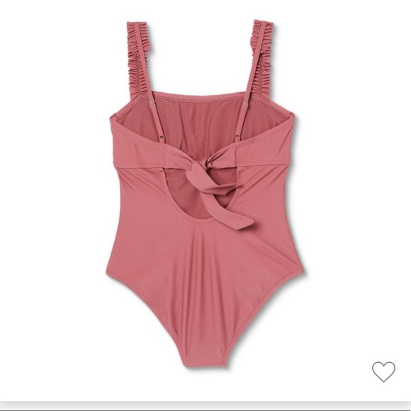 Women‘s Square Neck Ruffle Shoulder One piece swimsuit - Picture 3 of 5